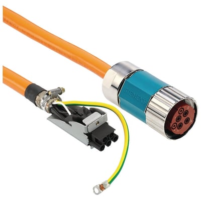 Siemens signalkabel til SINAMICS DRIVE CLIQ, 3 meter langt, med IP20/IP20 stik og synlige ledninger til jordforbindelse.