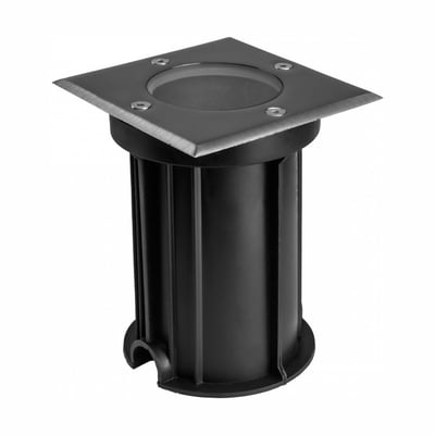 SpectrumLED Lukka Connect er et firkantet nedgravningsspot med mørk cylinder, metalramme og rund lysåbning.