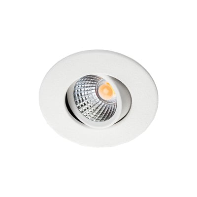 SG Armaturen Nano Tilt In/Out minidownlight i hvid. Den 4W LED-lampe har en 36 graders reflektor og kan vippes 30 grader.
