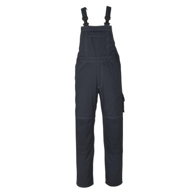 Mascot Overall Newark 10569 i marineblå, fremstillet af 65% polyester og 35% bomuld, med synlige trenålssømme og justerbare seler.