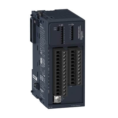 Schneider Electric TM3XFHSC202 højhastighedstæller modul med 10 digitale indgange og 8 udgange, vist med skrueterminaler.