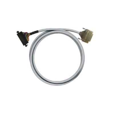 Weidmüller PLC-kabel til analoge signaler, gråt og oprullet med stik i begge ender, 25-leder og 10 meter.