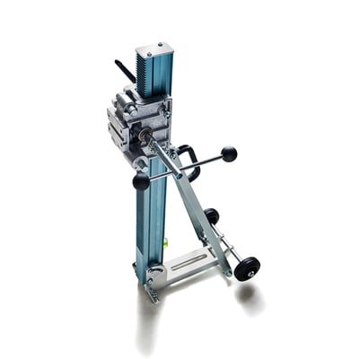 Baier borestander BST250 med 300mm borekapacitet, vist med aluminium og blå detaljer på hvid baggrund.