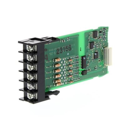 Omron Optionskort K35-1 til SLOT D, NPN åben collector indgangskort med M3 klemrække på grøn printplade.