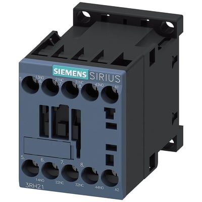 Siemens SIRIUS 3RH2 kontaktorrelæ med 2 NO og 2 NC kontakter, 400VAC og skrueterminaler.