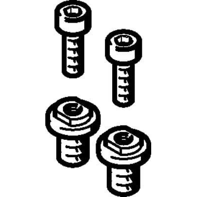 Festo Forbindelsesmuffe ZBV-M4-7, illustration af fire stålskruer med sekskantshoved og gevind på hvid baggrund.