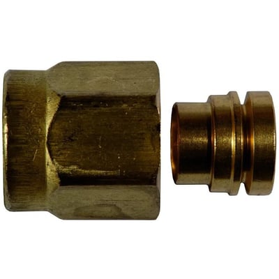 Serto RED messing omløber og klemmering, reduceret fra 15 til 12 mm. Produktet er vist med de to dele adskilt på en hvid baggrund.