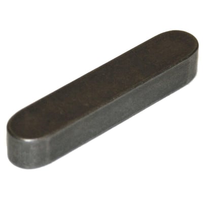 Enkel pasfeder model A DIN 6885a i stål, 5x5x18 mm, med afrundede ender.