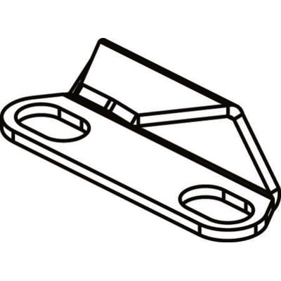 Cubic lukkebeslag 0326-0000 vist i perspektiv, med to ovale monteringshuller på en flad base og en vinklet lukkeplade.