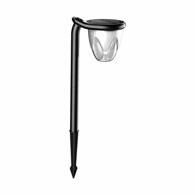 SpectrumLED Solara Brilo sort solcelle-LED-lampe med gennemsigtig skærm, solpanel og langt jordspyd.