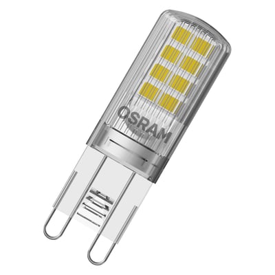 Ledvance LED Base Special Pin G9 pære med 2,6W og 320 lumen i klar plast med synlige LED-chips.