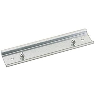 Spelsberg DIN skinne NS 35-144 i galvaniseret stål, 35 x 144 mm, med to integrerede skruer til montering.