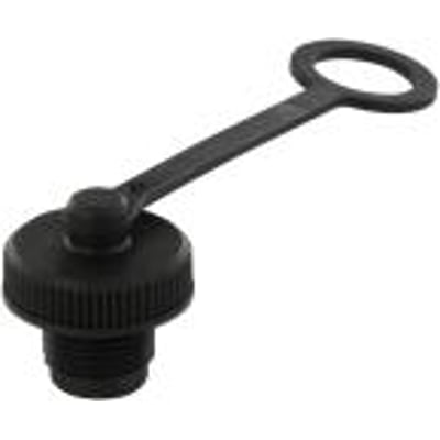 Murrelektronik touchbeskyttelseshætte til M12 hun flange, sort plast med snor.