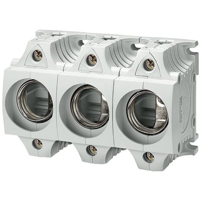 Siemens 3-polet DIAZED sikringsfod i størrelse III, udført i hvid plast med 63A mærkestrøm og 500V spænding.