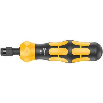 Wera 921 Kraftform Plus slagskruetrækker med 1/4" bitholder, der viser det ergonomiske håndtag med gul og sort finish.