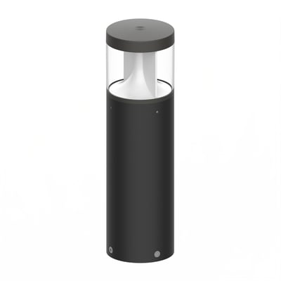 Ledvance Urban Bollard Cone DALI bedlampe i grå med cylindrisk stander og gennemsigtig lysdel øverst.