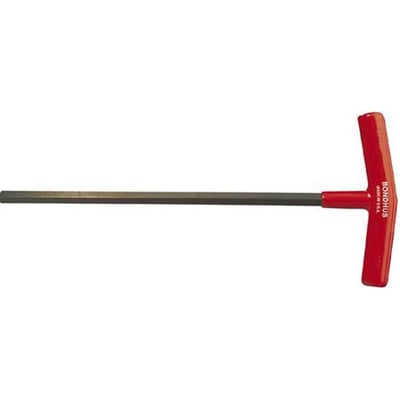 Bondhus T-greb sekskantnøgle i rød med en 8mm klinge, 356mm lang, ideel til trange steder.