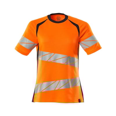 Mascot T-shirt 19092 i Hi-Vis orange og mørk marine, str. 4XLONE, med reflekser og damepasform.