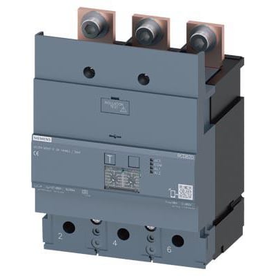 Siemens fejlstrømsmodul RCD820 advanced RCD type A, 3-polet, 400A i grå plast med kobberterminaler.