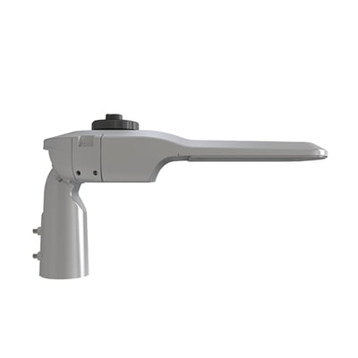 Ansell Lighting vej-/pladsarmatur i grå med justerbar farvetemperatur og lysstyrke, ideal til udendørsarealer.