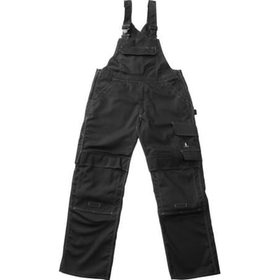 Mascot Overall Orense i sort, model C54, vist forfra med synlige lommer og stropper.