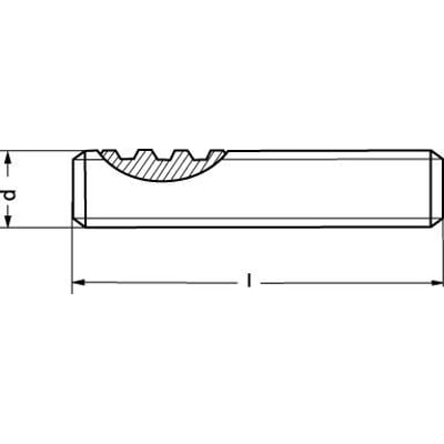 Teknisk tegning af sort trapezspindel TR36X6X2000 med dimensioner og trapezgevind detaljeret.