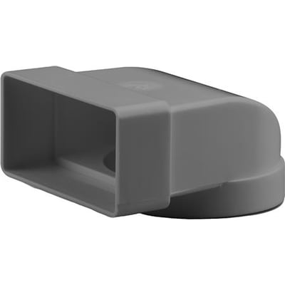 Fresh plastsystem rektangulær 90° bøjning til Ø100 mm kanaler, fremstillet i grå plast med målene 204x60 mm.