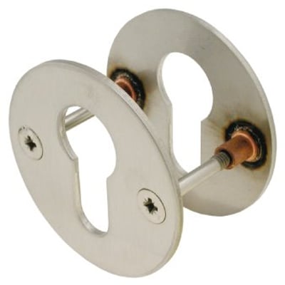 Assa Abloy cylinderringssæt EURO rsl M4 med to sølvfarvede ringe til europrofilcylinder, vist skråt forfra.