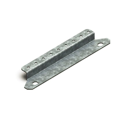 Enkel galvaniseret stål bundprofil på 300mm med mange forborede huller til præcis monteringsjustering.