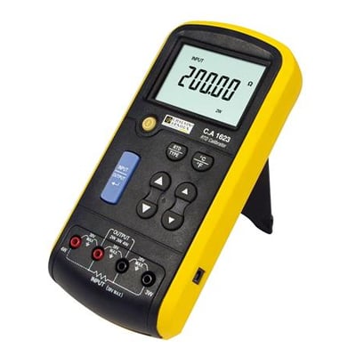 Elma Instruments CA 1623 temperaturkalibrator viser 200.00 ohm på den digitale skærm, med gule og sorte detaljer.