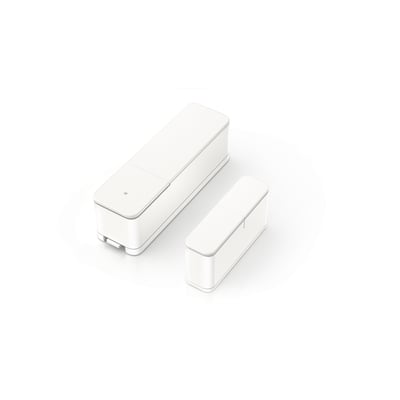 To dele af Bosch dør- og vinduessensor II plus, vist med en lille indikatorlampe på den ene del.