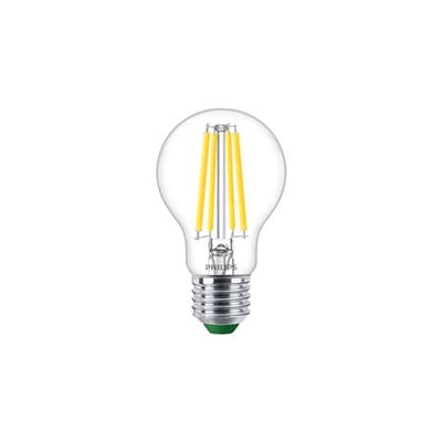 Philips Master Ultra Efficient Standard LED-lyskilde med klar glas og E27 sokkel, 5.2W effekt og 4000K lys.