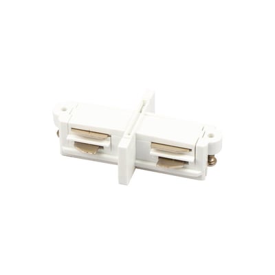 Scan Products Mita 1F mini-kobling i hvid plast, 35mm bred og 18mm høj, til 1-faset skinnesystem.