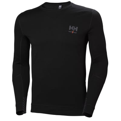 Sort Helly Hansen HH Workwear Lifa Merino langærmet undertrøje, model 75106 i størrelse XS, set forfra.