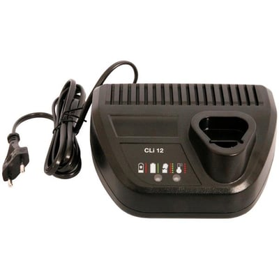 Wavin batterilader til pressmaskine ACO102 med sort ladeenhed, stikprop og kabel.