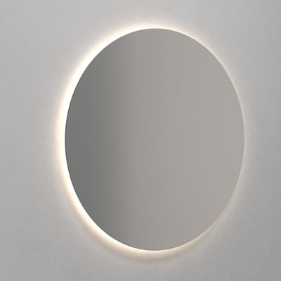 Dansani Corona rundt spejl med integreret varmt baggrundslys på 90 cm diameter og 3 cm dybde.