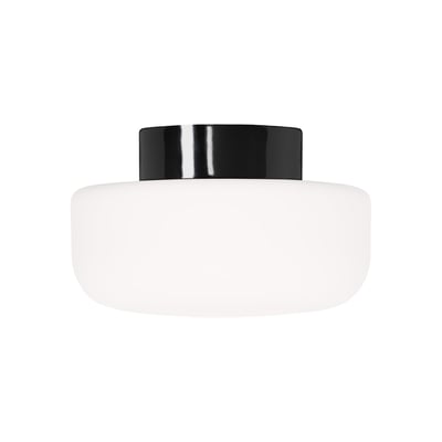 Ifö Electric Solenne loft- og væglampe, 250mm, sort, med matteret opal glas skærm på hvid baggrund.