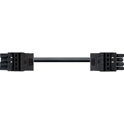 Detaljeret billede af Wieland GST18i5 mellemkablets han- og hun-stik, der viser 5 poler og sort PVC-isolering.