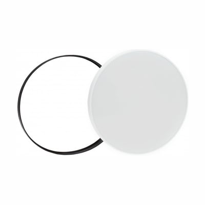 SpectrumLED Nymphea 18 W loftlampe med rund hvid front og sort kant, Ø25 cm og IP54.