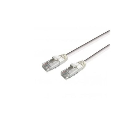 Hvidt Coferro CAT6 U/UTP-patchkabel på 15 meter med to RJ45-stik, vist med stikenderne samlet.