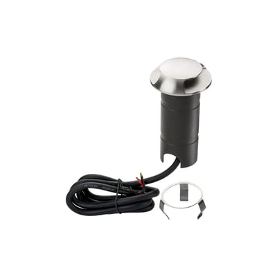 Spot Luna Deco 2 fra SG Armaturen, et 24V indbygningsspot i syrefast stål og aluminium med tilhørende monteringsrør.