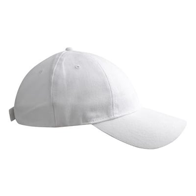 Hvid ID Identity twill cap i børstet bomuld med justerbar lukning og en ren front uden syninger.
