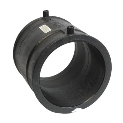 Sort el-muffe til 450mm rør med SDR 17 og PN 10 bar, vist på hvid baggrund.