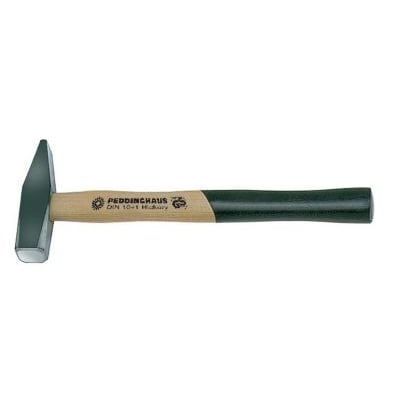 Peddinghaus bænkhammer 400g, DIN 1041, smedet med firkantet bane og pen, hærdede slagflader, asketræskaft med sort greb.