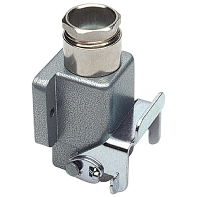 Procon multistik sokkelhus A3/A4/A5 i aluminium med M20 udgang og en metalspænde på siden, isoleret på hvid baggrund.