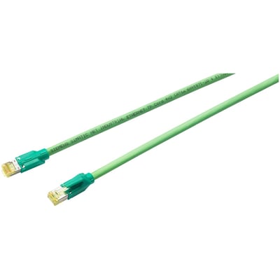 Siemens SIMATIC NET industriel ethernet TP ledning KAT 6A med RJ45 stik, 30 meter lang lysegrøn kabel.