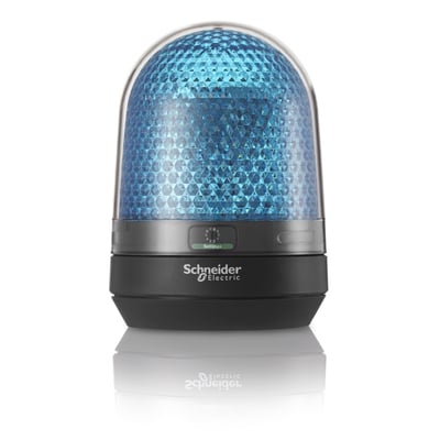 Schneider Electric XVR3 blå signallampe Ø100 mm LED, 48 VDC med gummi base og indbygget display til indstillinger.