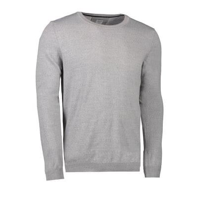 Bagfra af Seven Seas pullover i lys grå melange, størrelse 3XL, med fokus på merinouldens tekstur og klassiske pasform.