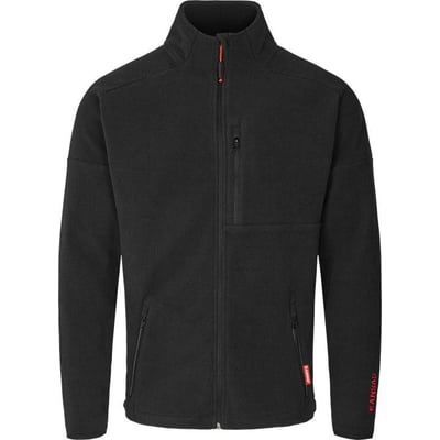 Kansas Evolve Fleece Jakke i sort, størrelse 3XL, med gennemgående lynlås og tre praktiske lynlåslommer.