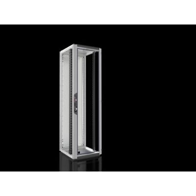 Rittal VX IT serverskab, 600x2000x600 mm, 42U, med glasfrontdør og stålbagdør, RAL7035, IP55-klassificeret.